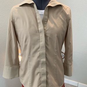 Top | buttoned top | Cream | 3-4 in sleeve | collar | hidden buttons |